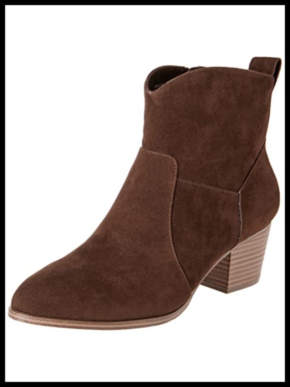 Western Ankle Boots Stacked Heel Memory Foam Faux Suede Booties